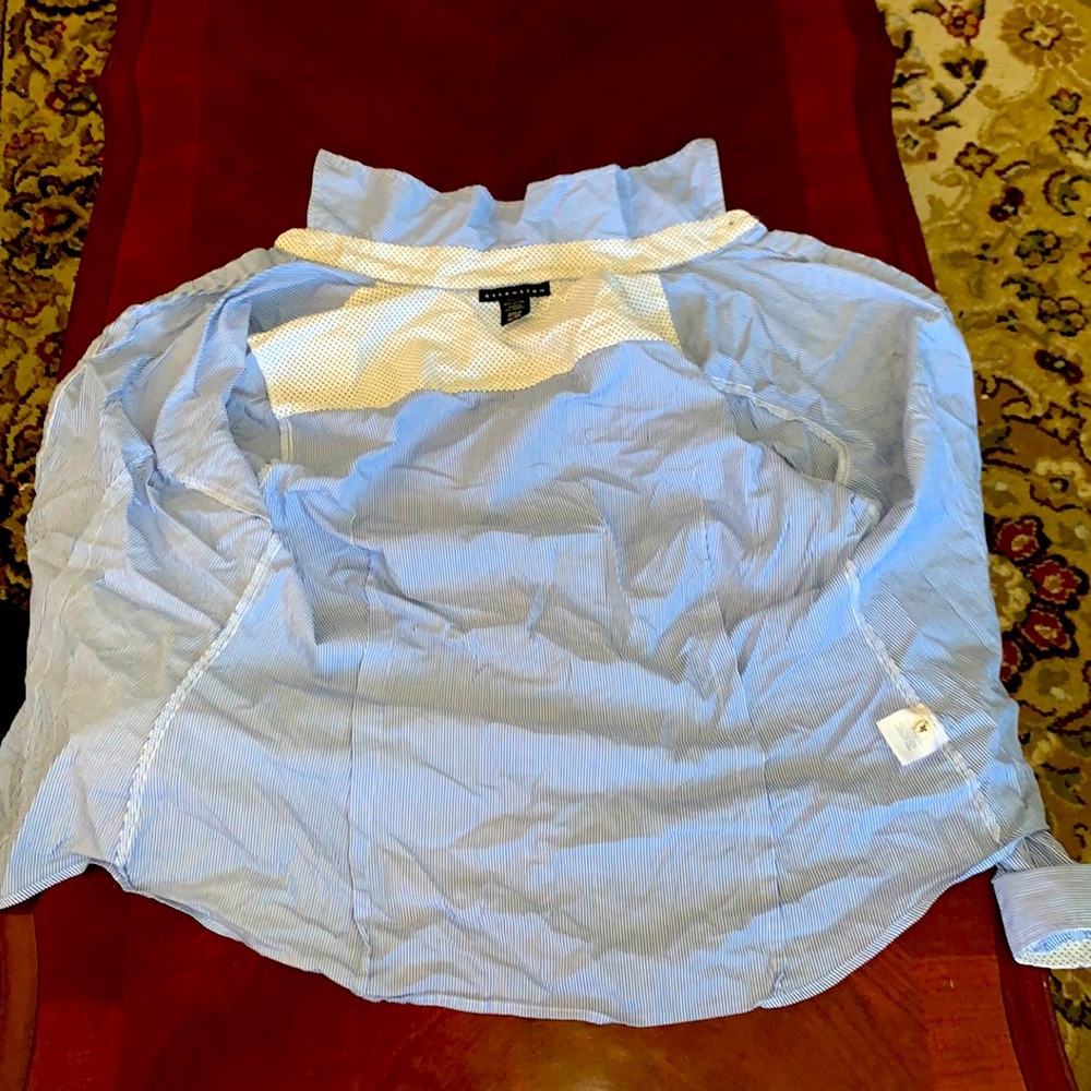 Button up shirt, blue and white